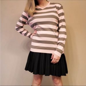 Ted Baker striped sweater vneck link gray size 3
